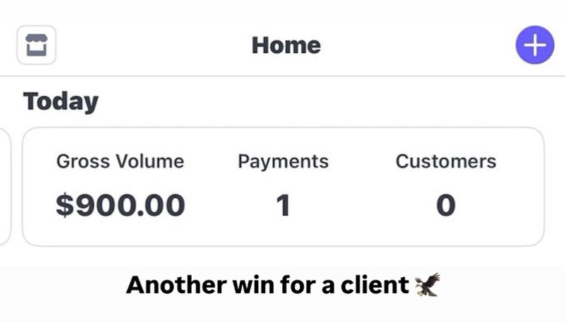 Another client win — payment screenshot